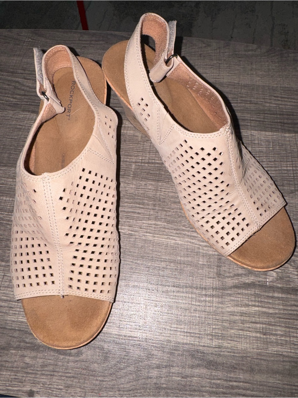 Rockport Women’s Perforated Slingback Sandals - Beige